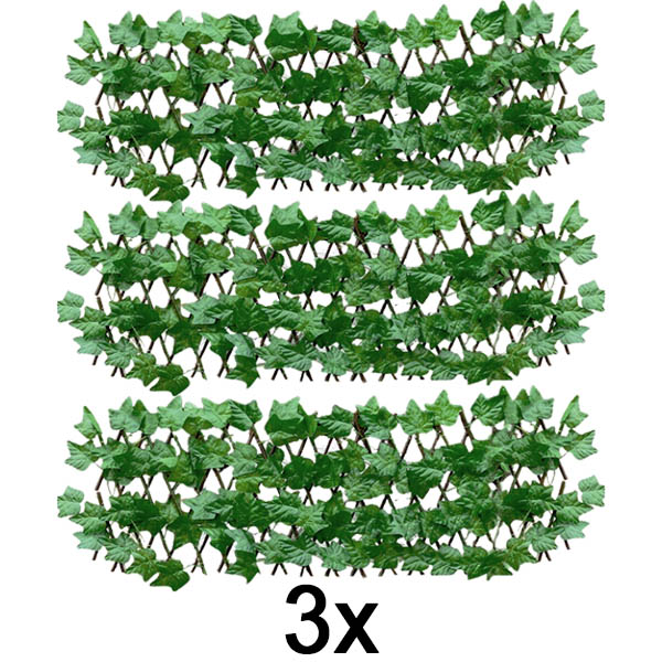 3x Raztegljiva panelna ograja z bršljanom – 30×180 cm, odporna na UV žarke, brez orodja | GREENFENCE