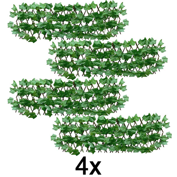 4x Raztegljiva panelna ograja z bršljanom – 30×180 cm, odporna na UV žarke, brez orodja | GREENFENCE