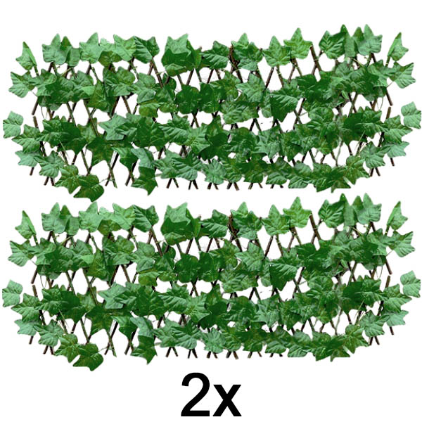 2x Raztegljiva panelna ograja z bršljanom – 30×180 cm, odporna na UV žarke, brez orodja | GREENFENCE